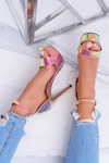 Women's Stiletto Platform Pumps Petrol Gold ShakeIt