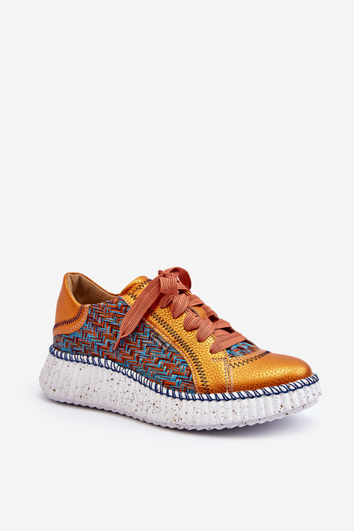 Buty Sportowe Damskie Skóra Maciejka 06295-01 Czarno-Żółte