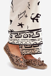Flat Ballerinas Made Of Natural Leather Panther Print Zazoo 10179 Brown