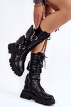 Women's High Boots Laced With Kidneys Black Mirrano