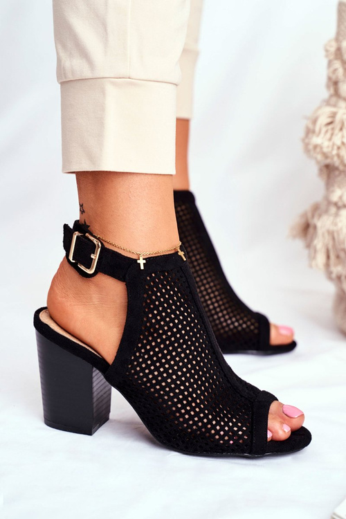 Women’s Boots Peep Toe Suede Spring Black Paradise