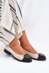Leather Ballet Flats With Decoration D&A MK51-059 Beige
