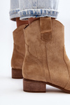 Suede Cowboy Ankle Boots With Low Heel Zazoo 3329 Brown