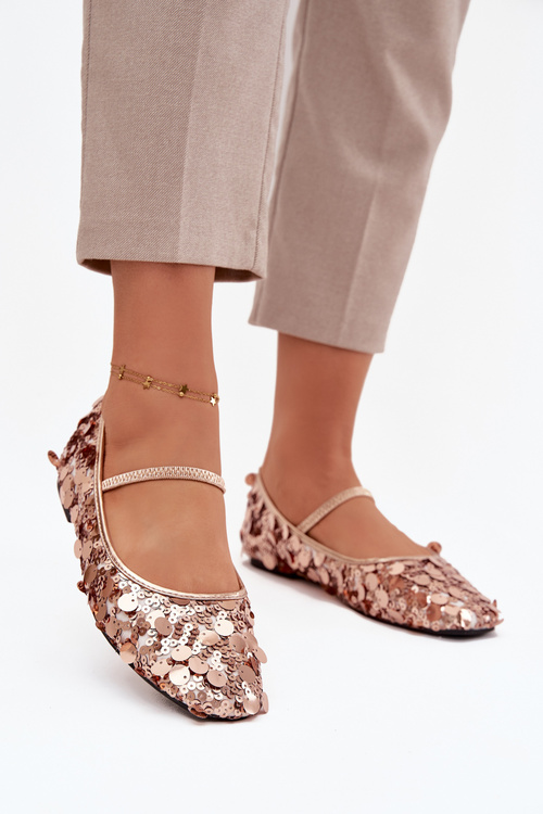 Baleriny Z Cekinami Szampańskie Terlina