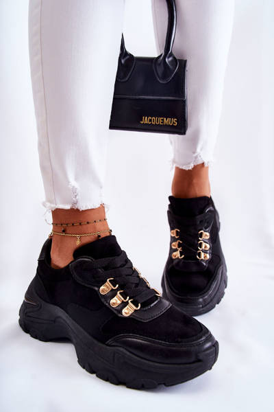 Women's Suede Sports Shoes Sneakers Black Britany