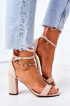Suede High Heel Sandals Beige Florence
