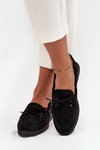 Women's Flat Loafers with Laces Black Zalina