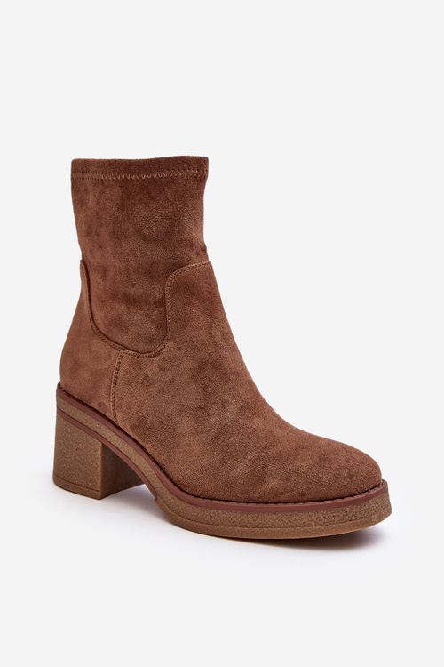 Women's Ankle Boots with Chunky Heel Brown Argastis