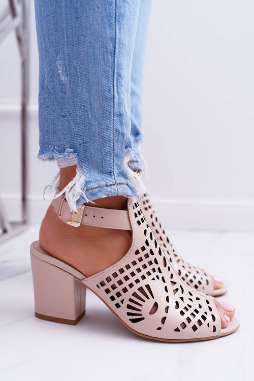 Laura Messi 1924 Leather Stiletto Sandals Beige Montoro