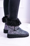 Women's Snow Boots High With Fur and Glitter Fourrure
