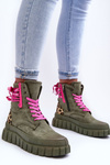 Women's Suede Boots on a Platform Green Raftera