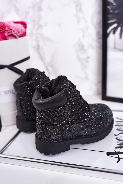 Children's Insulated Glitter Boots Black Mermaid
