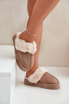 Women's Snow Slippers On Thick Sole With Fur Dark Beige Doriola