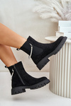 Insulated ankle boots with zipper and decorative strap black Labenne