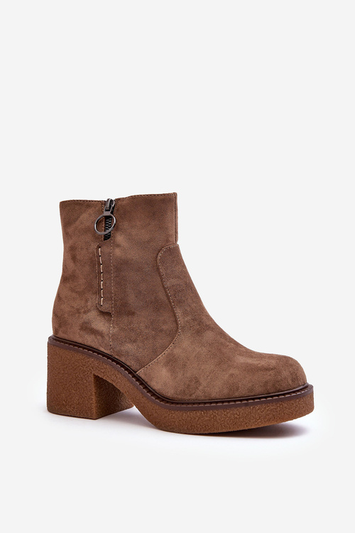 Women's Zipper Boots Brown Romella