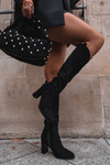 Women's Boots on Heel with Eco Suede Black Prisca