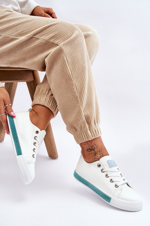 Trampki Niskie Damskie Dżety Biało-Niebieskie Demira