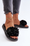 Women's Sandals Decorated with Flowers Black Cellanen