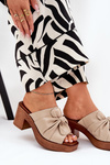 Ladies Heeled Slippers Made Of Eco Leather Beige Kikilla