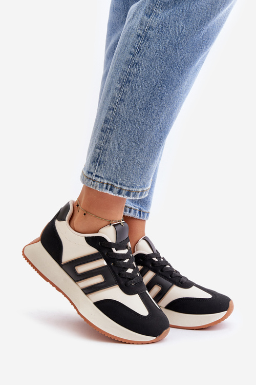 Buty Sportowe Sneakersy Platforma Czarne Thari