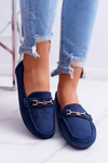 Women's Comfort Suede Moccasins Navy Blue Anzio