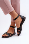 Zazoo 40378 Flat Women's Leather Sandals Black