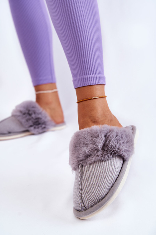 Women's Warm Slippers With Fur Grey Franco