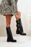 Insulated Boots With Turned Shaft And Buckles Black Cialetta