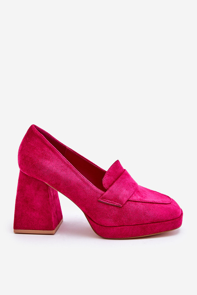 Suede Pumps On A Chunky Heel And Platform Fuchsia Adriel