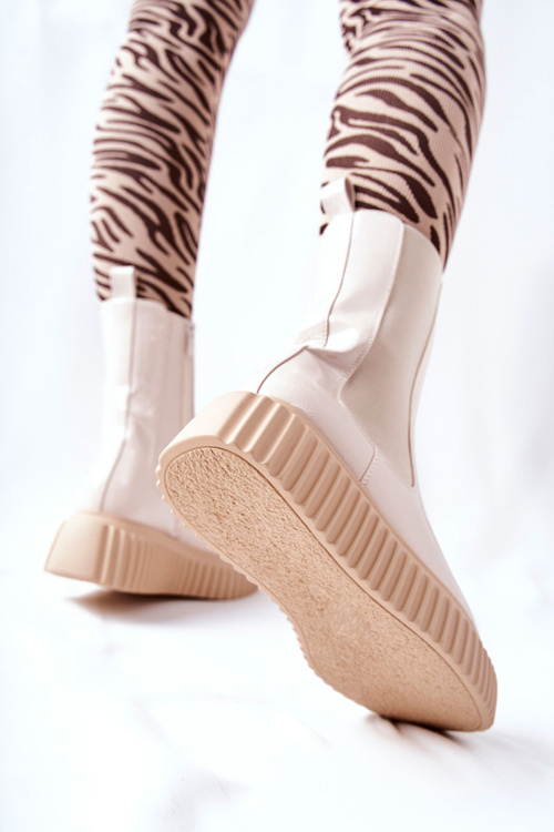 High-top Platform Boots Beige Sereia