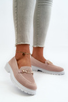 Women's Loafers On Flat Heel With Gold Detail Pink Limentia