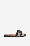 Flat Women's Slippers With Decorative Buckle Black Clariola