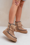 Women's Snow Boots With Embroidery On Platform Brown Naleris