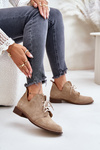 Zazoo 2959 Suede Oxford Shoes Lace-Up Flat Heel Beige