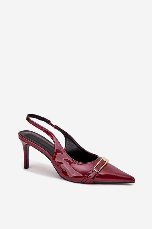 Lacquered Stiletto Heels With Gold Buckle Bordeaux Vivae