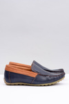 Neex | Navy blue Leather Men's slip-on Pardon moccasins