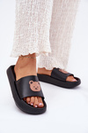 Women's Foam Slippers With Bear Black Lalon
