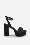 Black Jeans Sandals with Heel Acrana