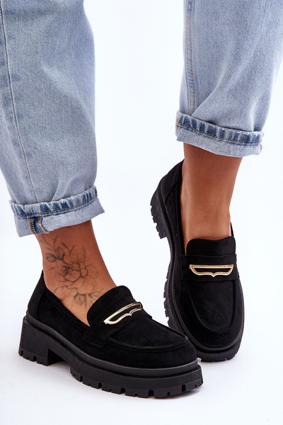 Women's Suede Slip-On Loafers Black Pure Love
