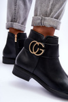 Leather Ankle Boots With Decoration Black Galos 