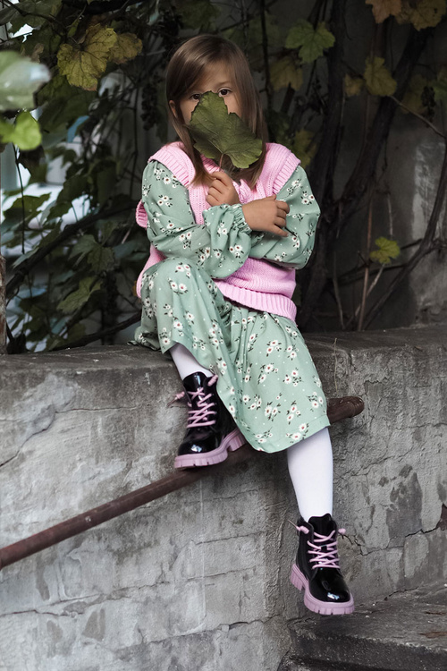 Lacquered Warm Boots Black and purple Heidi