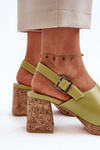 Women's Eco Leather Sandals with Heel Sergio Leone SK572 Pistachio