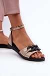 Women's Flat Sandals With Chain Vinceza 17320 Gold