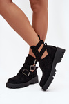 Women's ankle boots with straps and silver clips Black Helisse