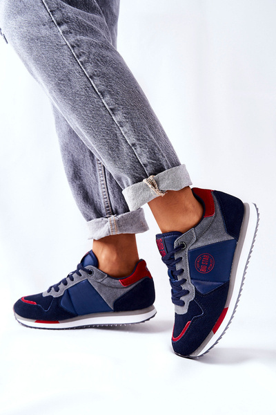 Buty Sportowe Platforma Big Star Granatowo-Czerwone GG274A055