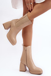 Women's platform and heel ankle boots in beige Stelares