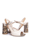 Laura Messi Leather Stiletto Sandals 2136 Gold Beige