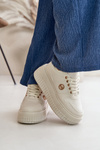 Damskie Buty Sportowe Sneakersy Masywna Podeszwa Beżowe Verissha
