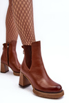 Leather Boots On Heel Brown Lemar Liresa