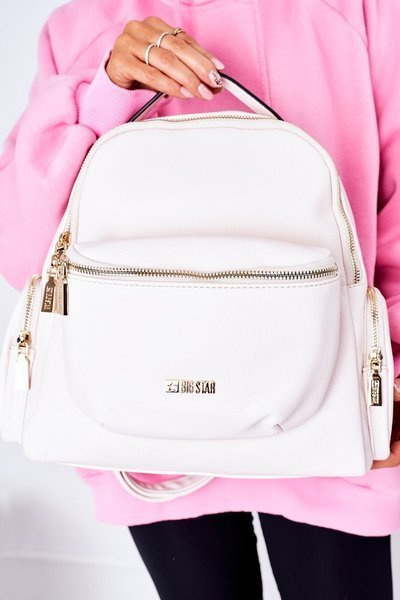 Leather Backpack / Kidney Bag 2in1 Big Star HH574060 Beige